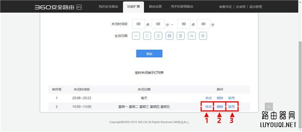 360 P1����·������Web����ҳ���ö�ʱ�εĲ�������