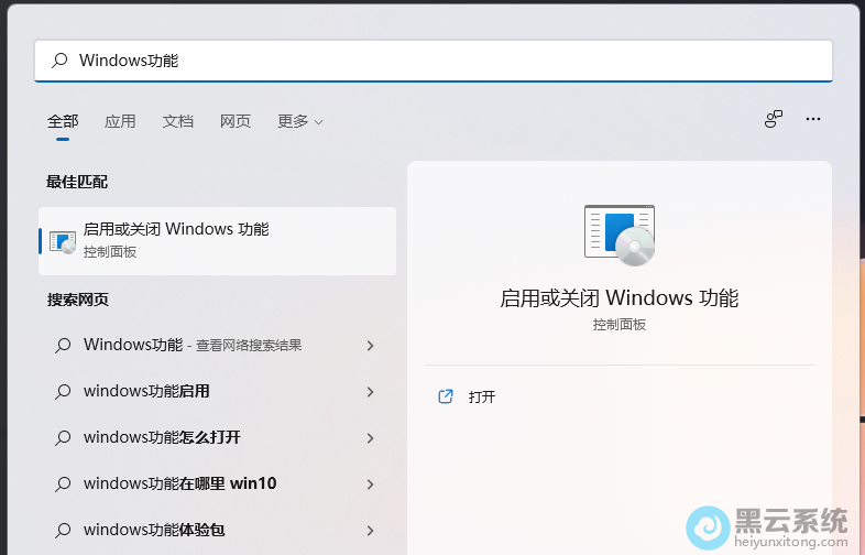 点击打开启用或关闭Windows功能