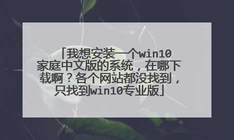 我想安装一个win10家庭中文版的系统,在哪下载啊?各个网站都没找到,只找到win10专业版