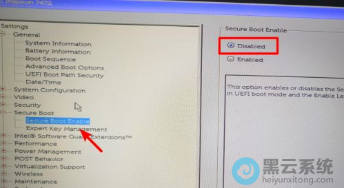 点击secure boot enable选项