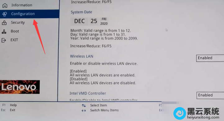���뵽bios���ú��л���configurationѡ��