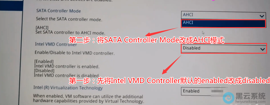 �ر�VMD.�ٽ�SATA Controller Mode�ĳ�AHCIģʽ