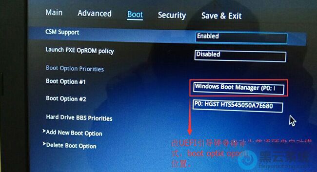 ��boot option#1ѡ���Ϊ��Windwos Boot Manager��ΪUEFI��������
