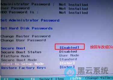 ѡ��Secure Boot�س����ó�Disabled;