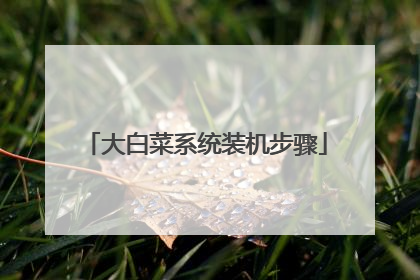 大白菜系统装机步骤