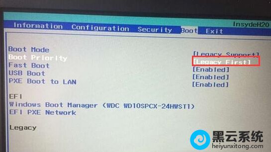 ��Boot Priority���ó�Legacy First