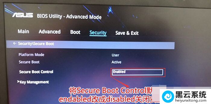 把Secure Boot control选enabled改为disabled关闭安全启动
