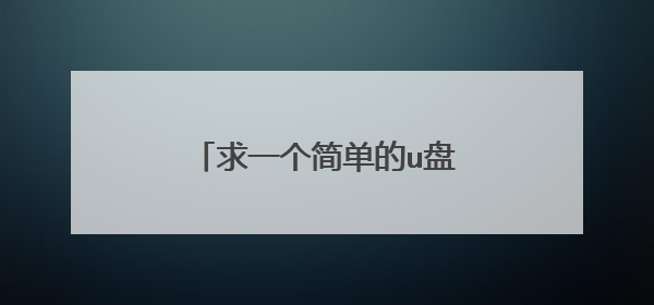 求一个简单的u盘启动盘制作教程